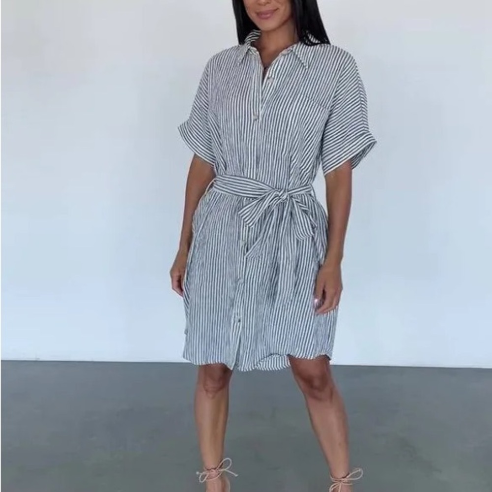 Belted shirt dress